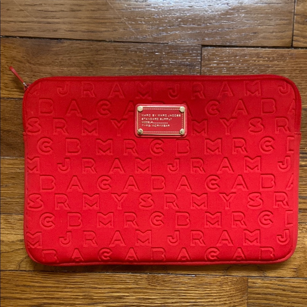 Marc by Marc Jacobs Vibrant Red Embossed Laptop Sleeve